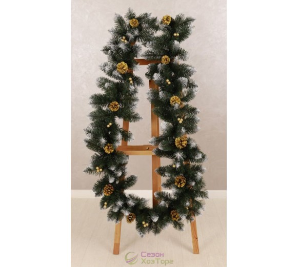 Гірлянда зі штучної хвої із шишками та калиною 2,8м (колір в асортименті)